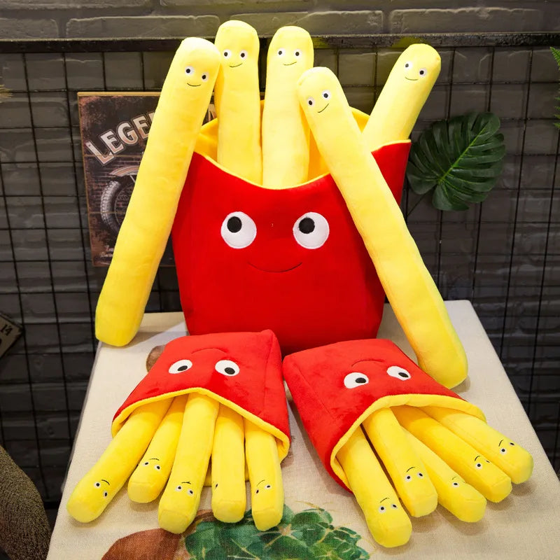 Red Potato Chips Bag French Fry Fries 5 Sticks Plush Toy Stuffed Pizza Hamburger Cartoon Plushie Peluche Food Pillow Decor Gift