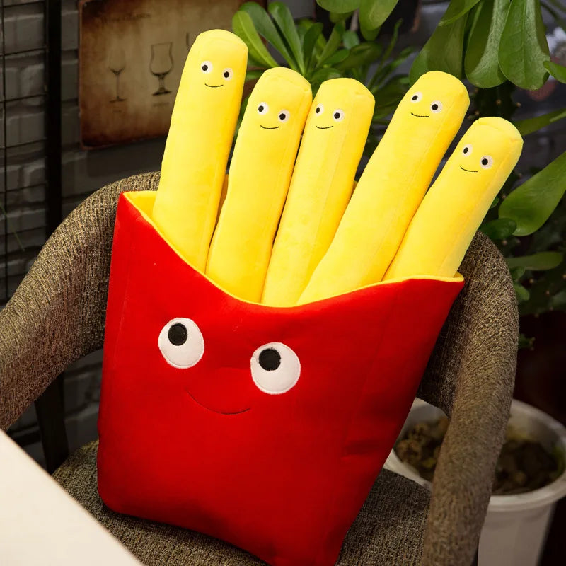 Red Potato Chips Bag French Fry Fries 5 Sticks Plush Toy Stuffed Pizza Hamburger Cartoon Plushie Peluche Food Pillow Decor Gift