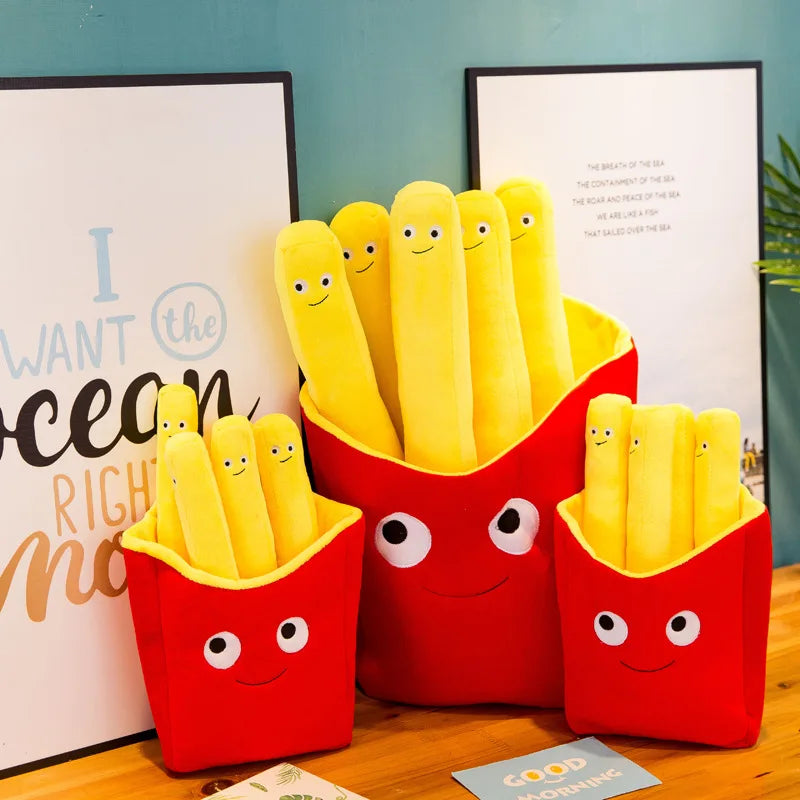 Red Potato Chips Bag French Fry Fries 5 Sticks Plush Toy Stuffed Pizza Hamburger Cartoon Plushie Peluche Food Pillow Decor Gift