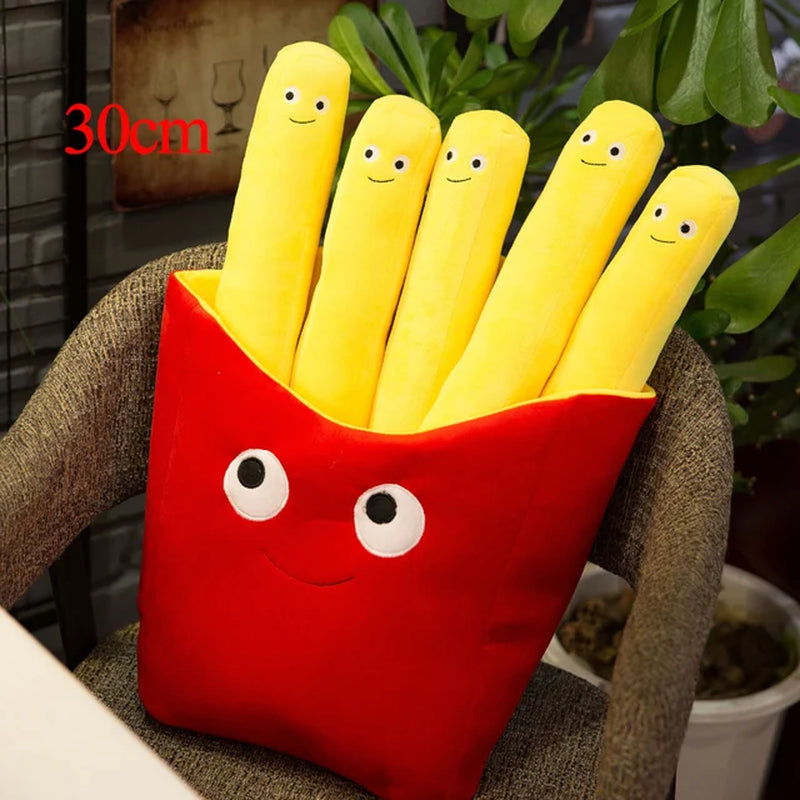 Red Potato Chips Bag French Fry Fries 5 Sticks Plush Toy Stuffed Pizza Hamburger Cartoon Plushie Peluche Food Pillow Decor Gift